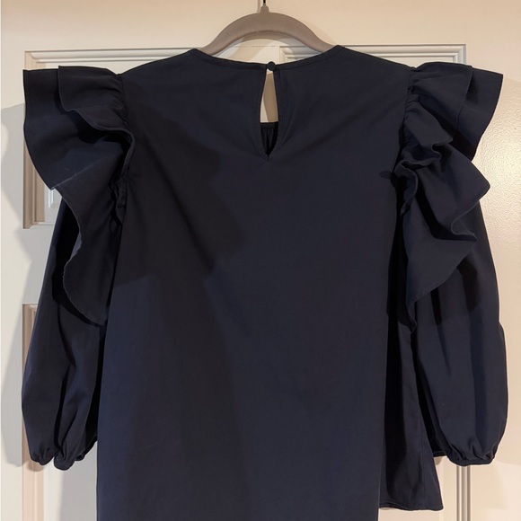 Express Navy Ruffle Sleeve Blouse - Picture 2 of 3